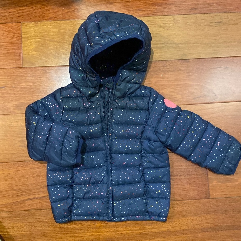 GAP Metallic Dot Navy Blue Toddler Girl’s Puffer Jacket 2T